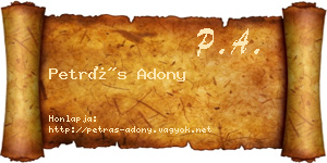 Petrás Adony névjegykártya